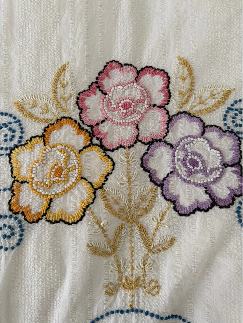 Vintage Floral Chenille Bedspread Fringe Twin
